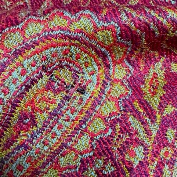Pink Dot Collection 100% Wool Scarf Wrap Pashmina Magenta Tan Paisley 85” x 21” - Picture 5 of 6